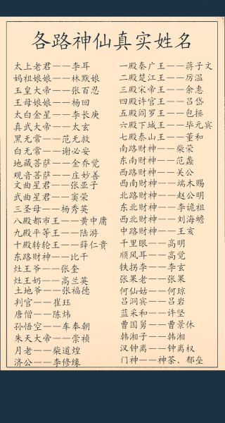 神仙有哪些名字_神仙的词语大全