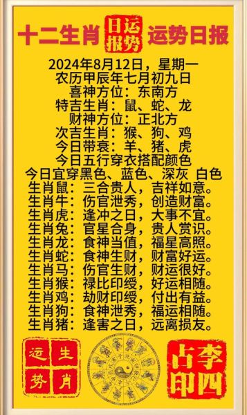 属相今日运势查询_2024年6月11日生肖吉凶