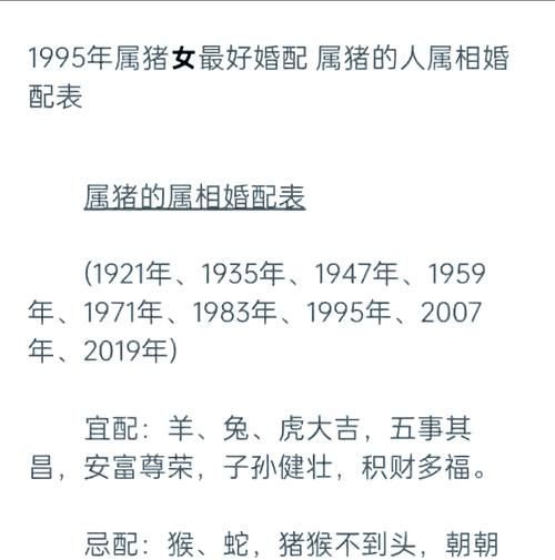 1995属猪最佳婚配属相_1995猪婚配禁忌