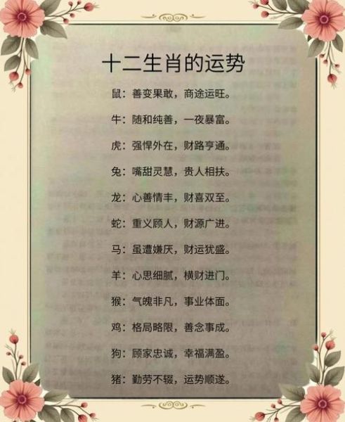 十二生肖运势_2024年属相财运如何