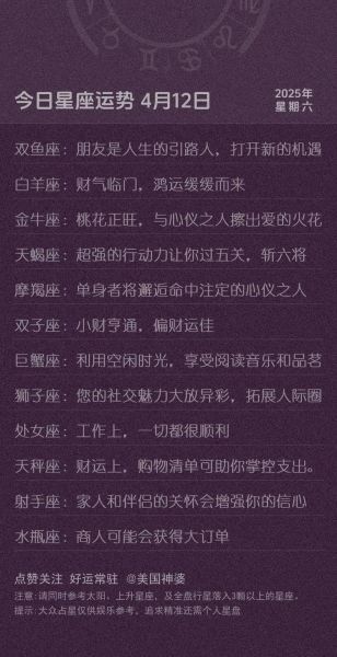 4月12日星座运势_今日运势如何